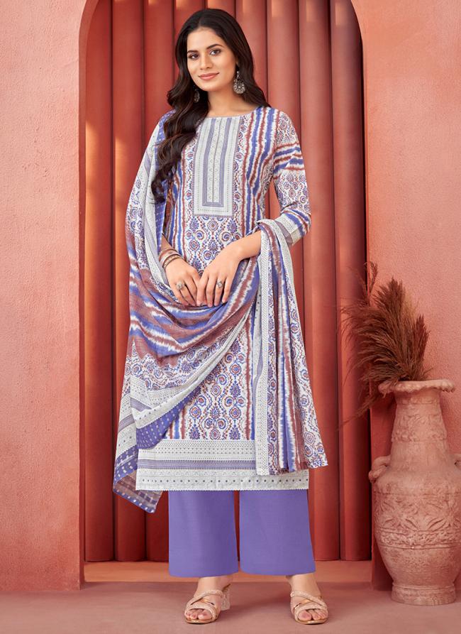 Pure Cotton Purple Daily Wear Printed Salwar Suit